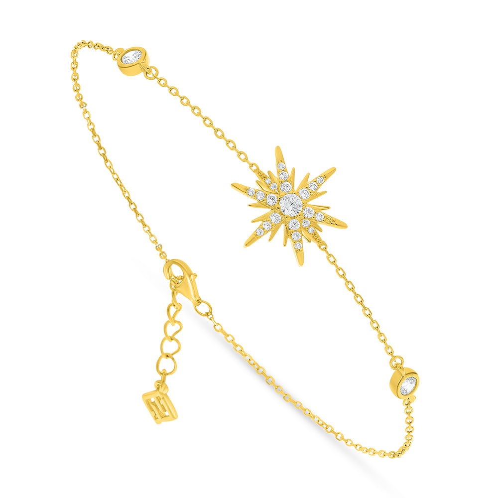 Sterling Silver 925 Bracelet Golden Plated Embedded With White Zircon