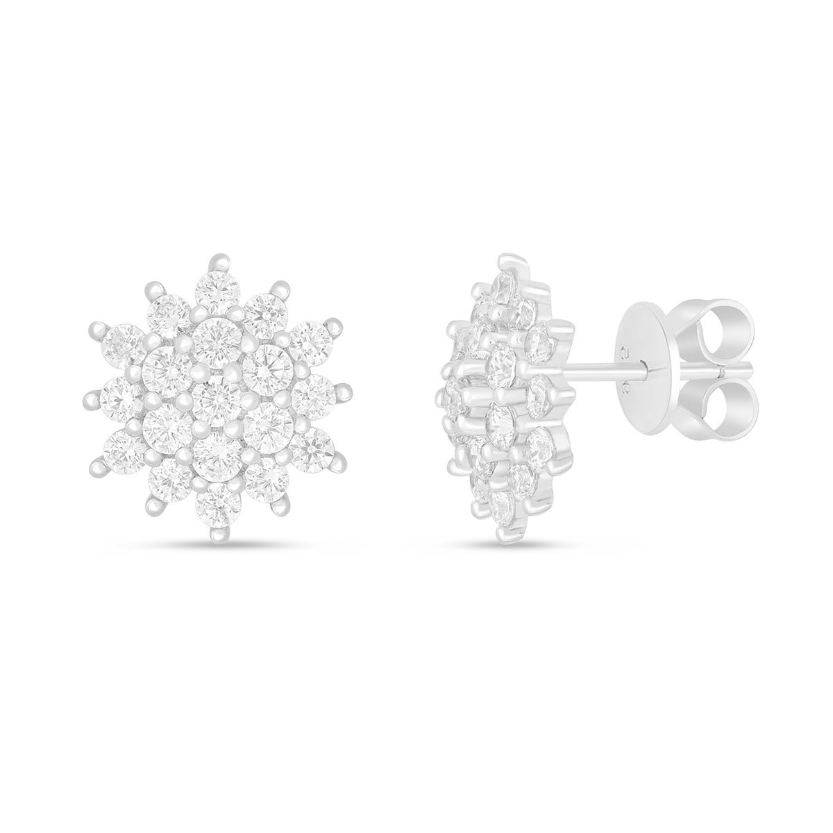 Sterling Silver 925 Earring Rhodium Plated Embedded With White Zircon