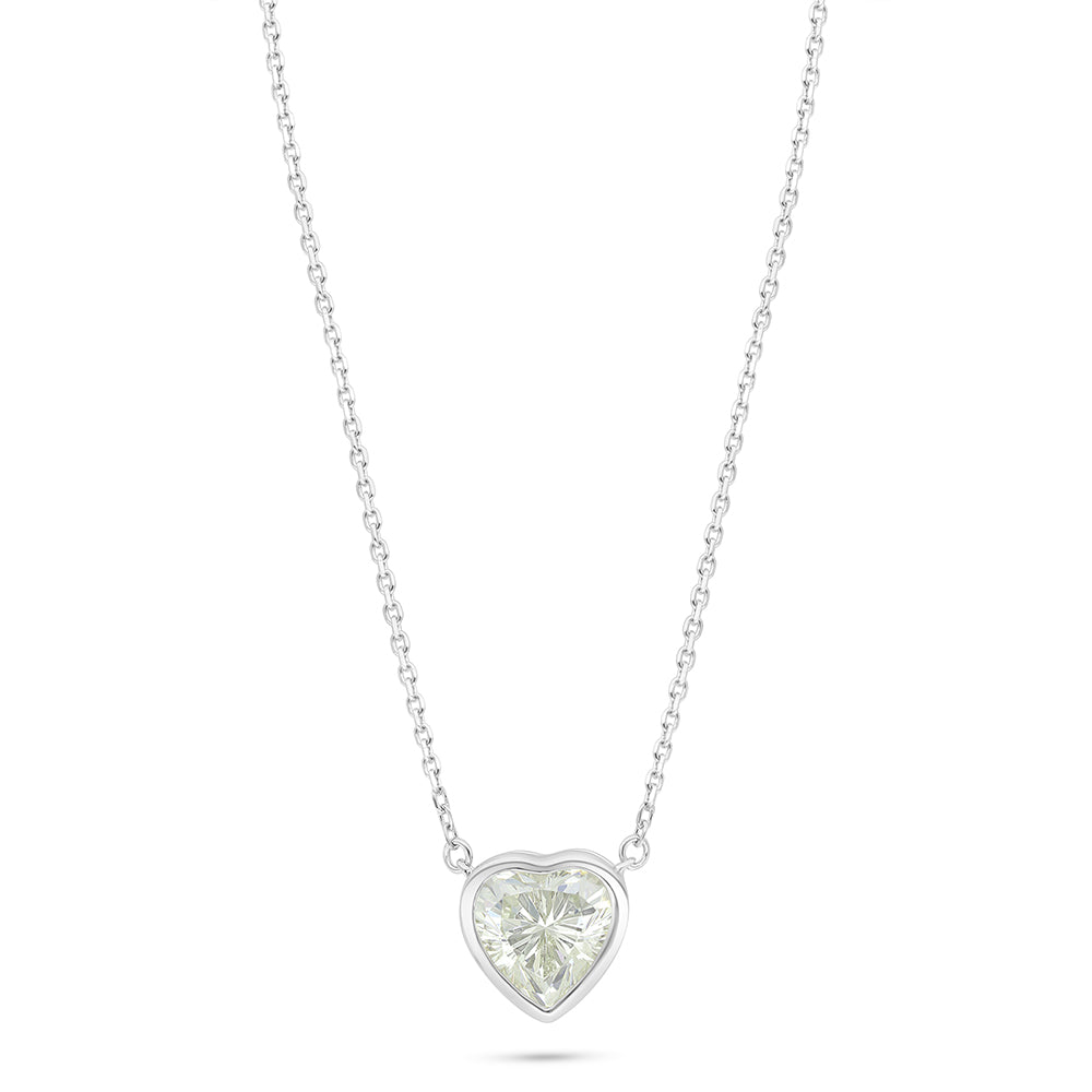 Sterling Silver 925 Necklace Rhodium Plated Embedded With Diamond Zircon