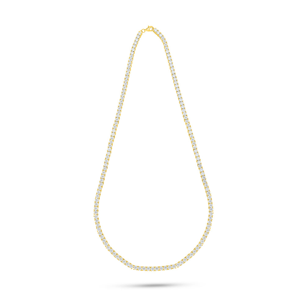 Sterling Silver 925 Necklace Golden Plated Embedded With White Zircon