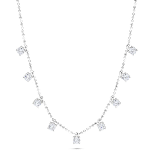 Sterling Silver 925 Necklace Rhodium Plated Embedded With White Zircon