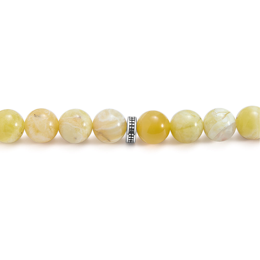 Rosary 45 Yellow Opal Bead 8 mm With Stainless Steel 316L Set Silver And Black Plated