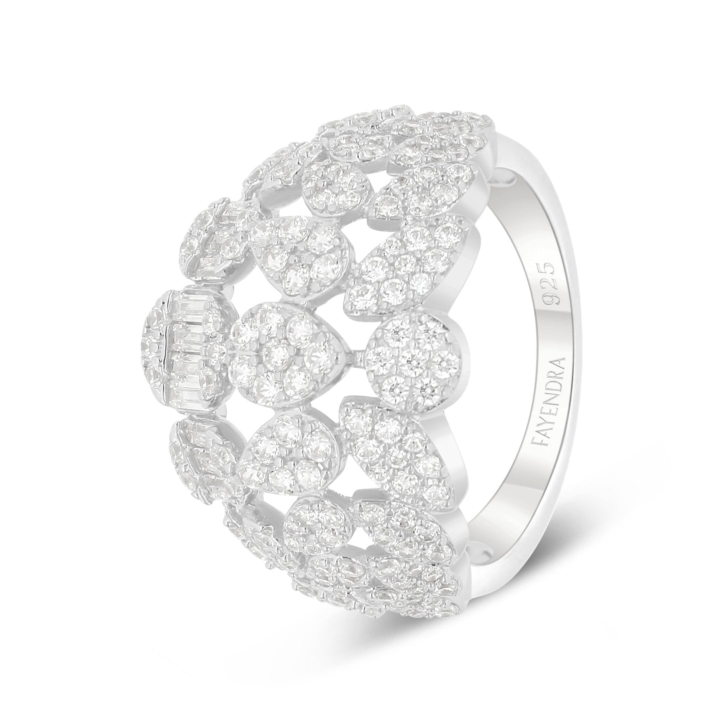 Sterling Silver 925 SET Rhodium Plated Embedded With White Zircon