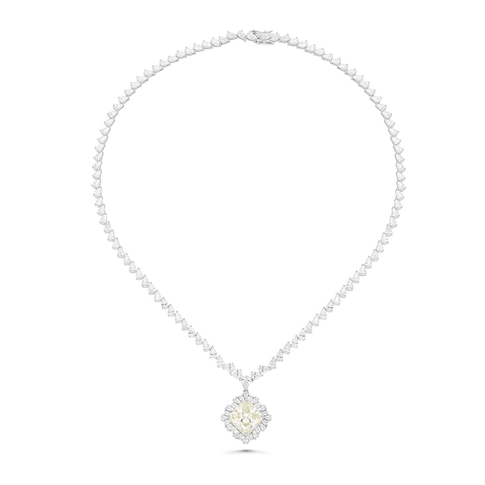 Sterling Silver 925 SET Rhodium Plated Embedded With Yellow Zircon And White CZ