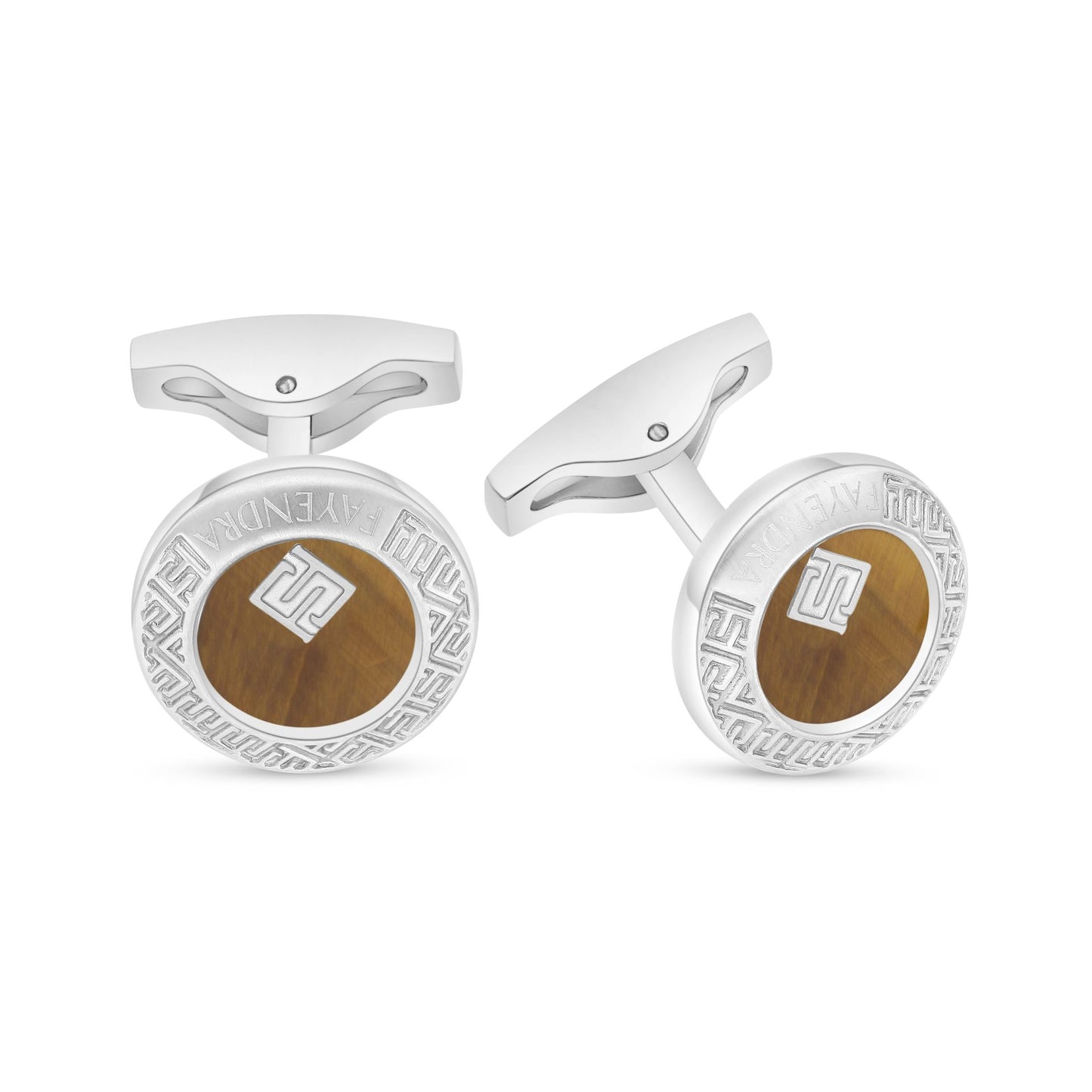 كبك ستانلس ستيل لون فضي عيار L316 مرصع احجار عين النمر اصفر Shiny Steel