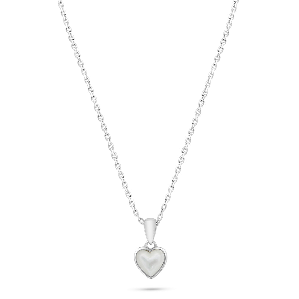 Sterling Silver 925 Necklace Rhodium Plated Embedded With White Shell