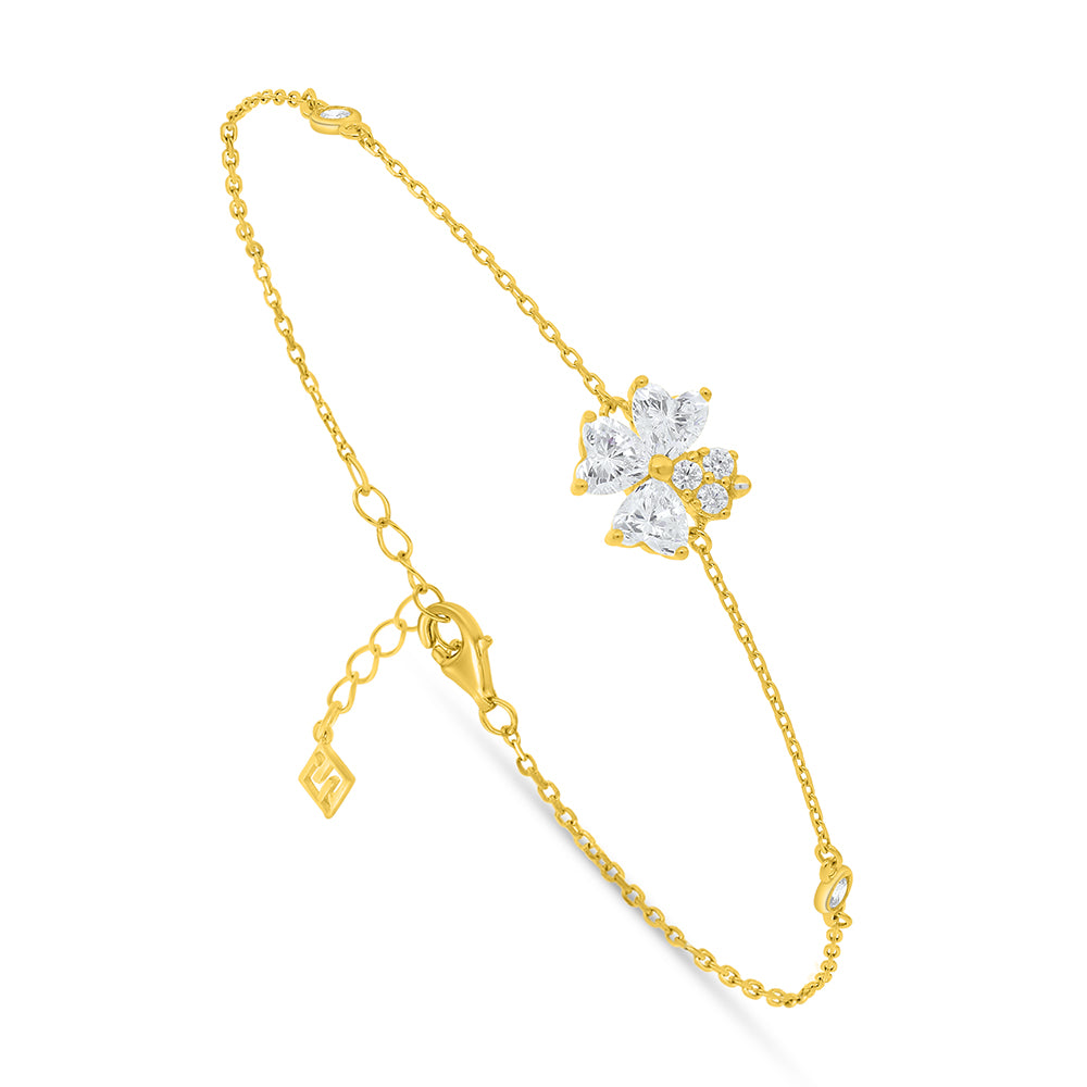 Sterling Silver 925 Bracelet Golden Plated Embedded With White Zircon