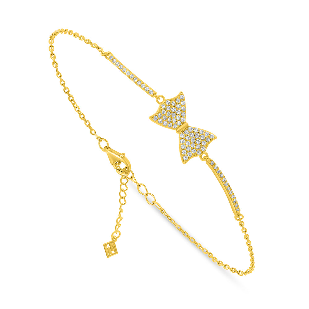 Sterling Silver 925 Bracelet Golden Plated Embedded With White Zircon