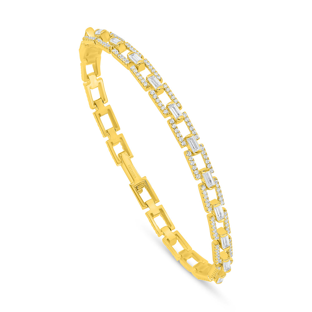 اسورة من الفضة الخالصة عيار 925 مطلية ذهبي مرصعة فص ابيض