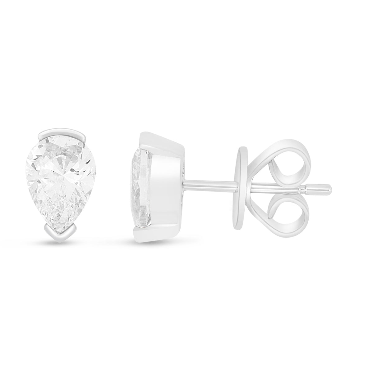 Sterling Silver 925 Earring Rhodium Plated Embedded With White Zircon
