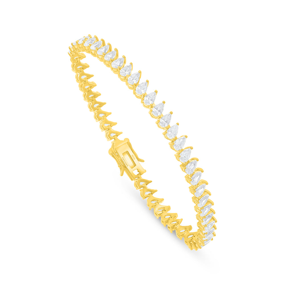 اسورة من الفضة الخالصة عيار 925 مطلية ذهبي مرصعة فص ابيض