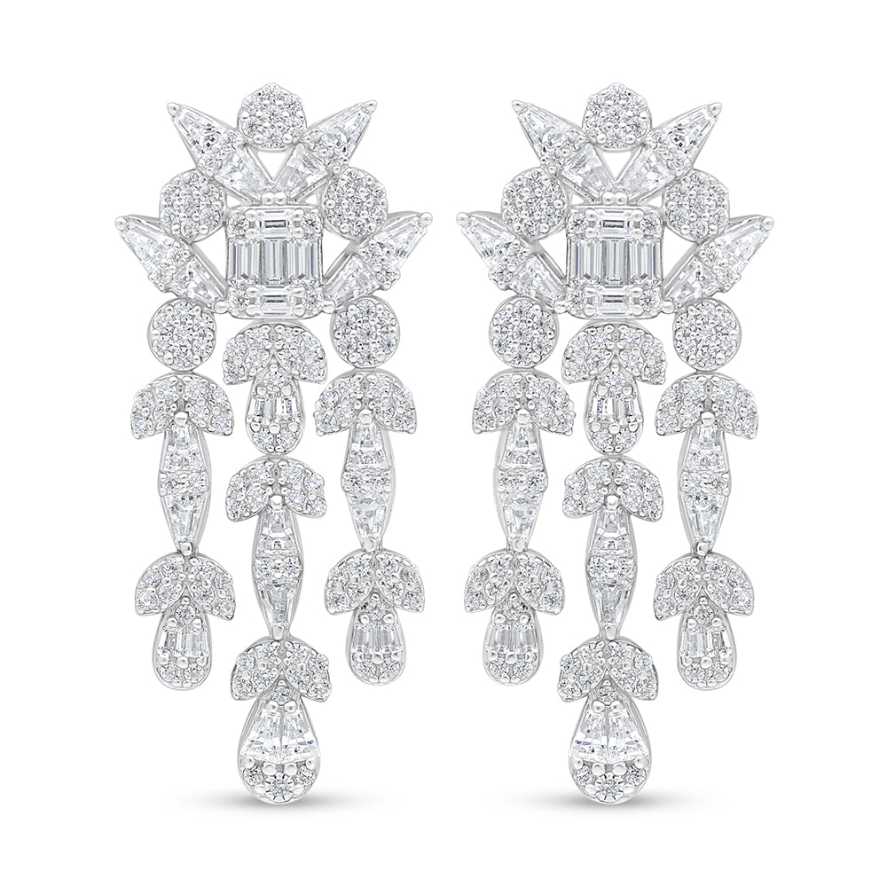 Sterling Silver 925 SET Rhodium Plated Embedded With White Zircon