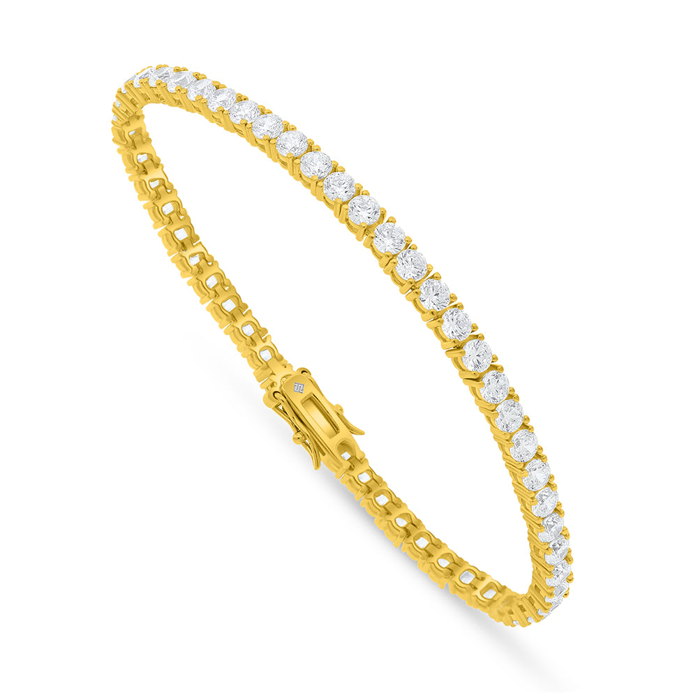 Sterling Silver 925 Bracelet Golden Plated Embedded With White Zircon