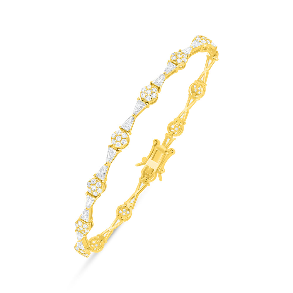 Sterling Silver 925 Bracelet Golden Plated Embedded With White Zircon