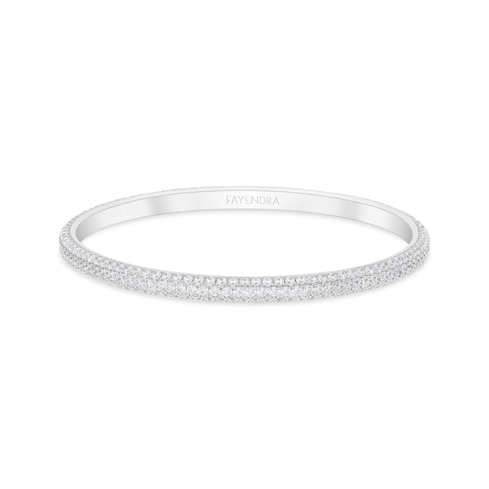 اسورة من الفضة الخالصة عيار 925 مطلية روديوم مرصعة فص ابيض