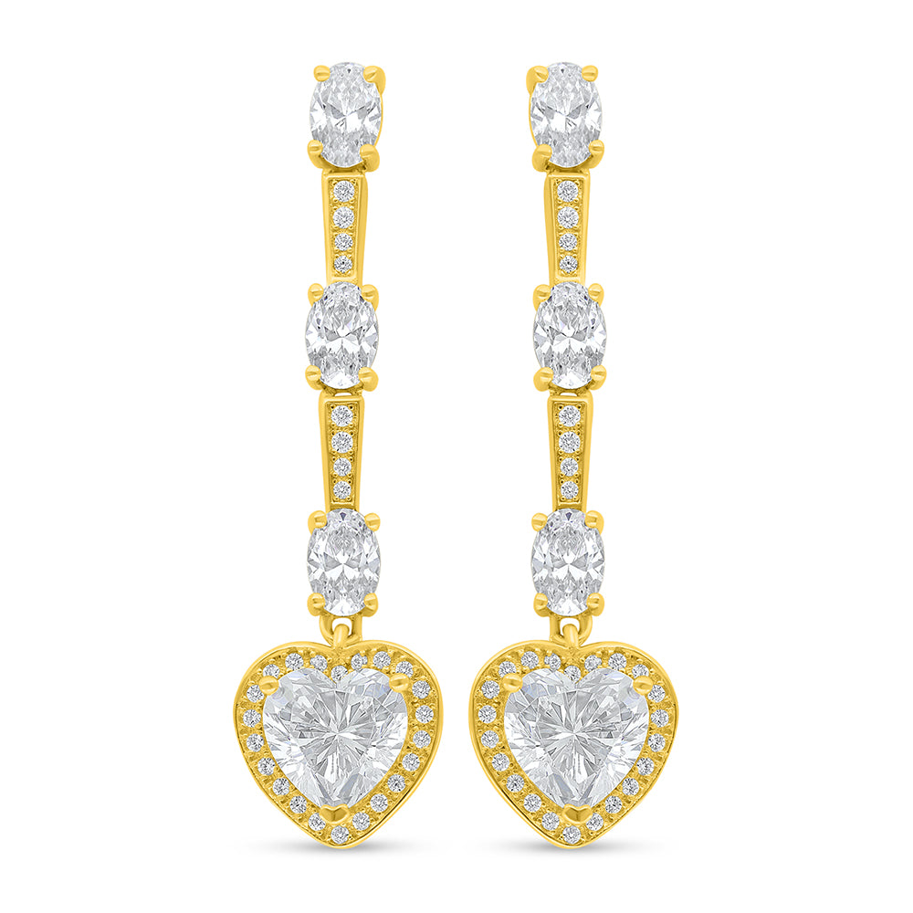 Sterling Silver 925 Earring Golden Plated Embedded With Diamond Zircon And White Zircon