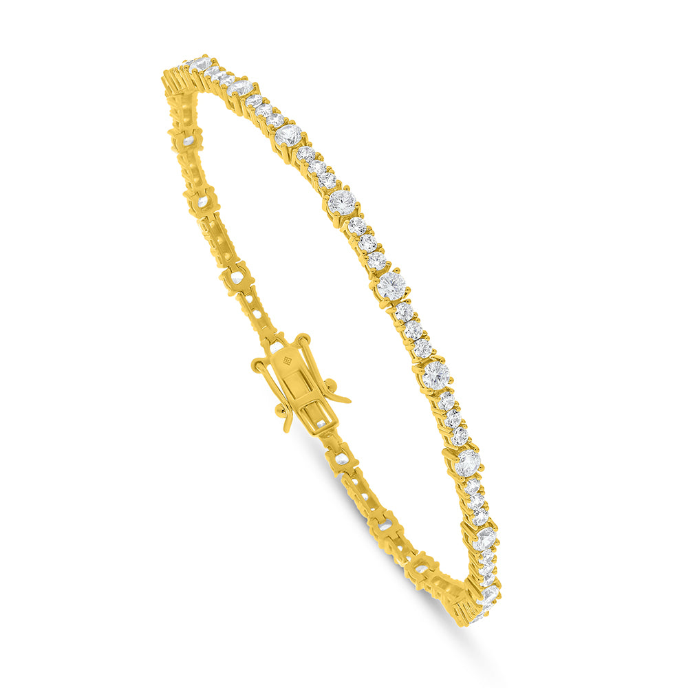 Sterling Silver 925 Bracelet Golden Plated Embedded With White Zircon