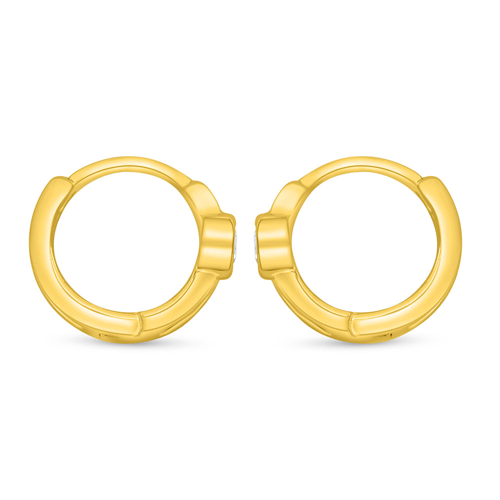 اقراط من الفضة الخالصة عيار 925 مطلي ذهبي مرصع فص ابيض