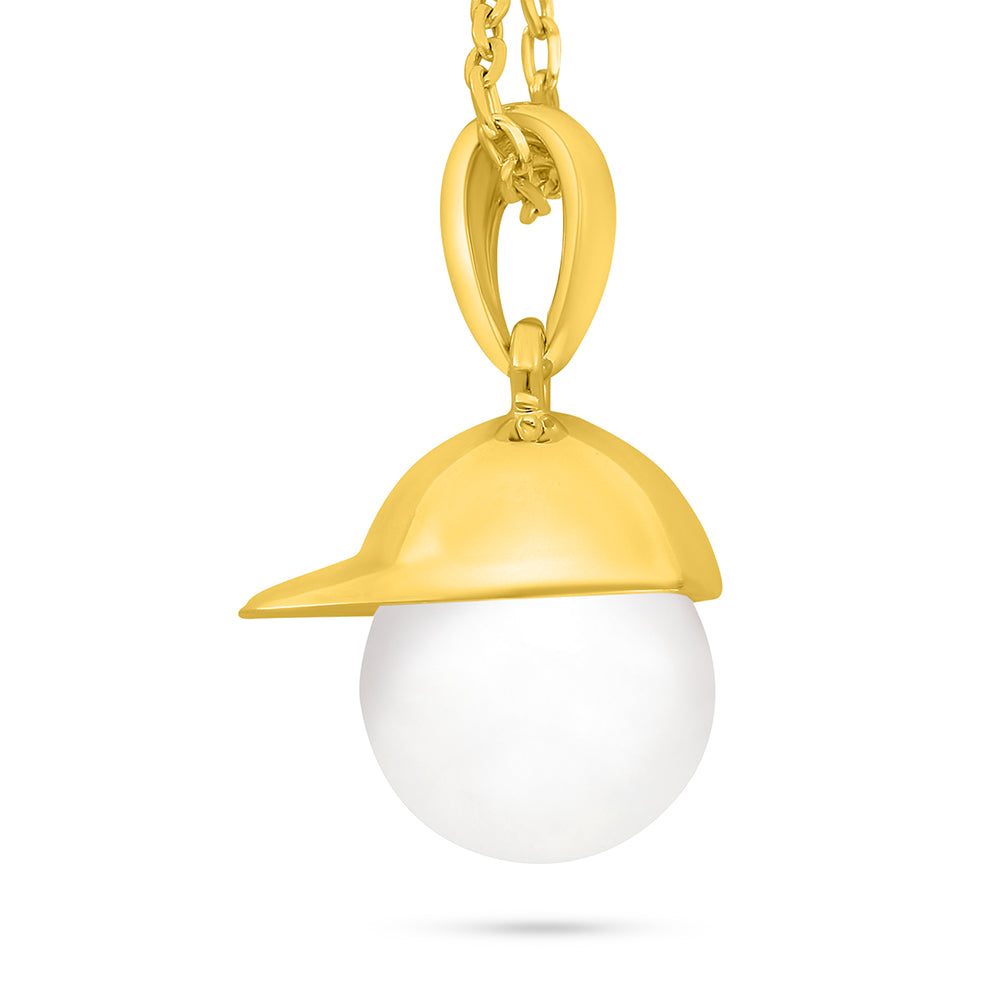 Sterling Silver 925 Necklace Golden Plated Embedded With Natural White Pearl