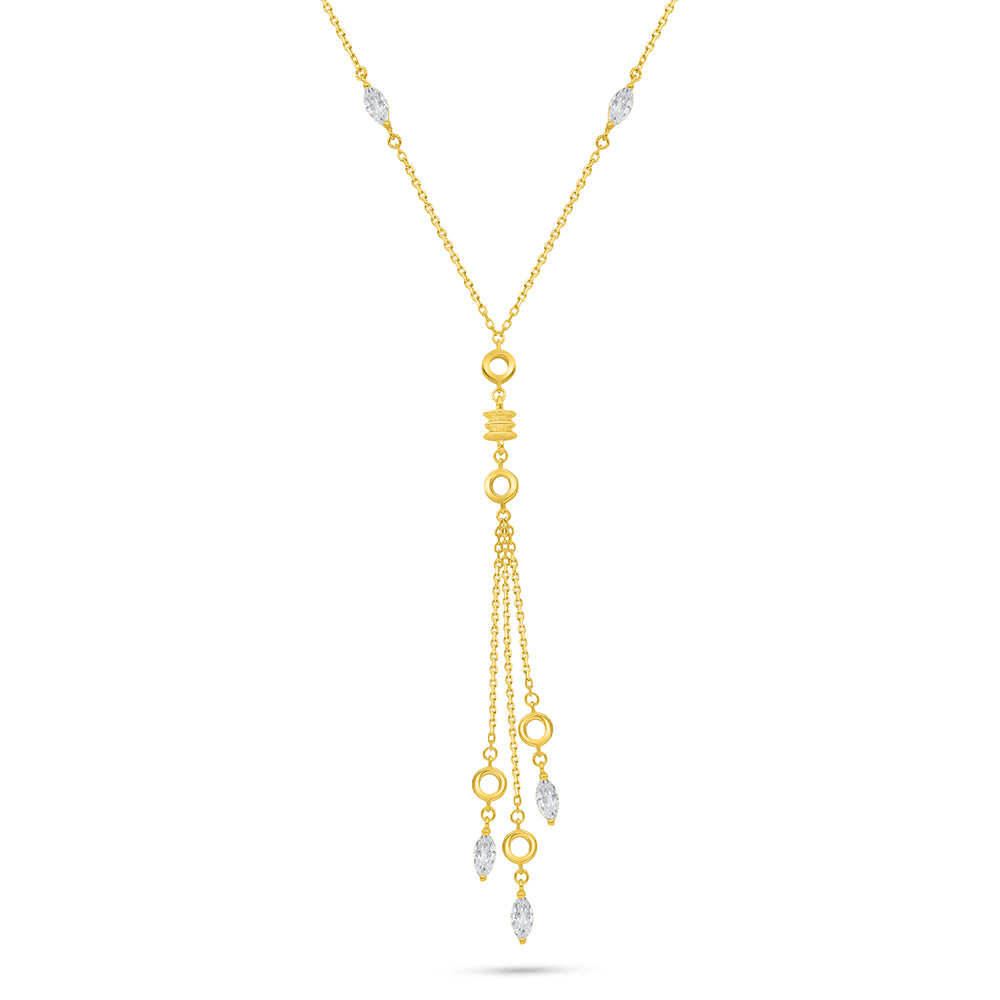 Sterling Silver 925 Necklace Golden Plated Embedded With White Zircon