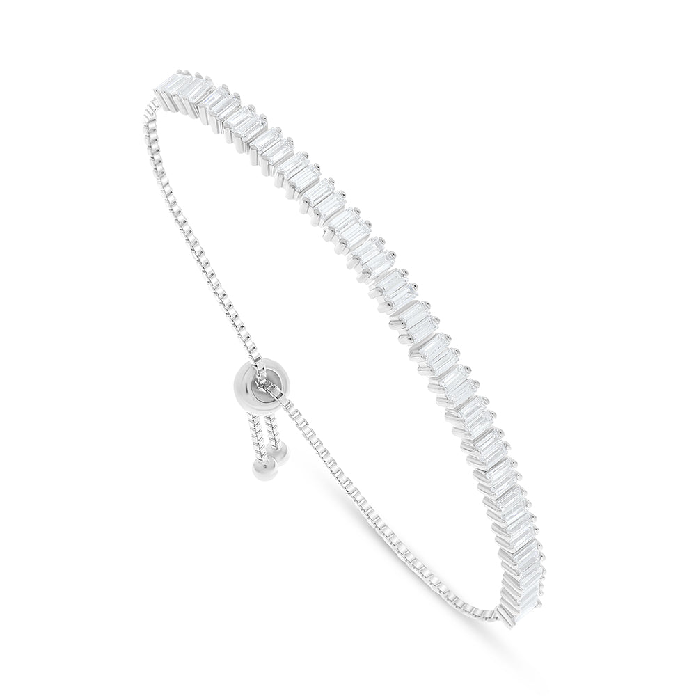 Sterling Silver 925 Bracelet Rhodium Plated Embedded With White Zircon