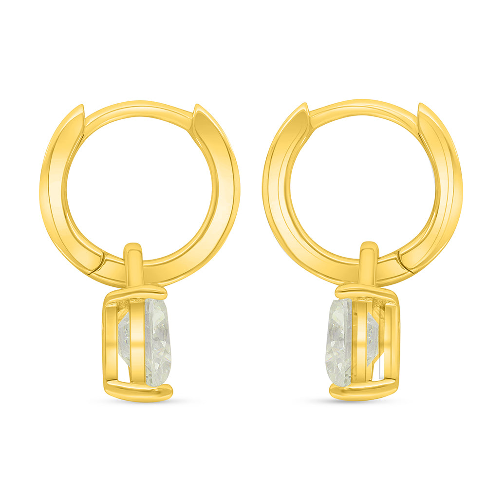 Sterling Silver 925 Earring Golden Plated Embedded With White Zircon