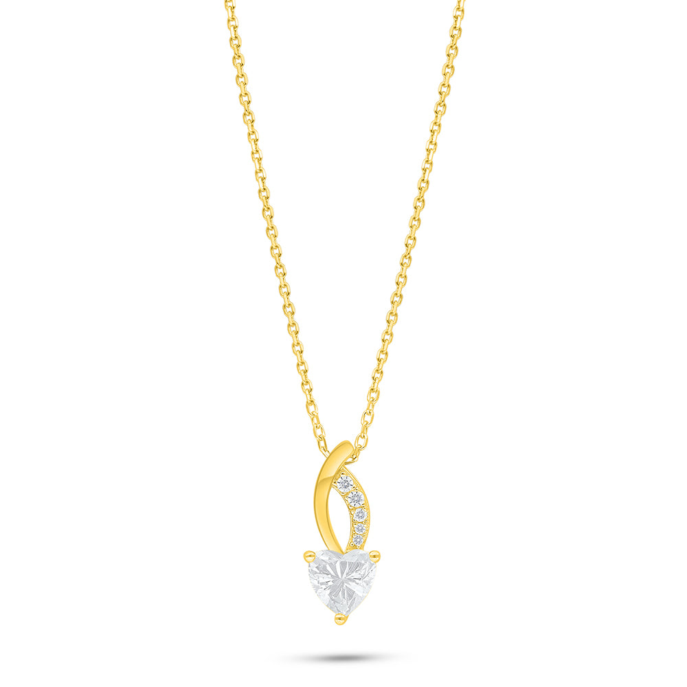 Sterling Silver 925 Necklace Golden Plated Embedded With White Zircon