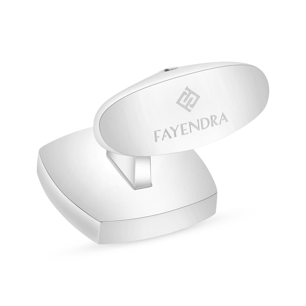 كبك ستانلس ستيل لون فضي و احجار عقيق اسود طبيعي عيار L316