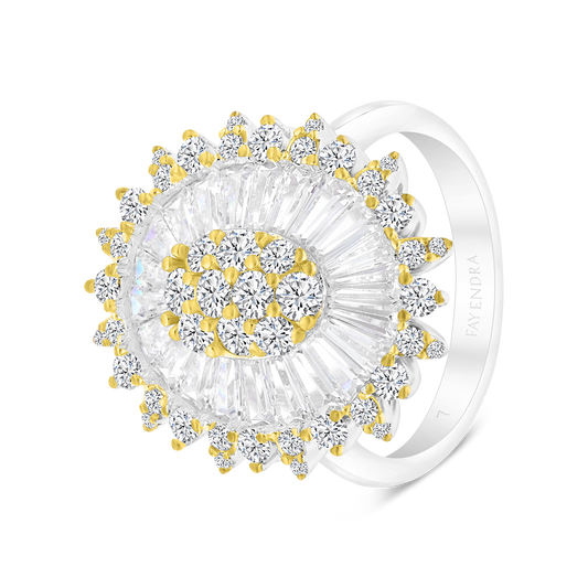 Sterling Silver 925 Ring Rhodium And Gold Plated