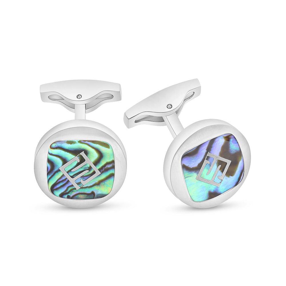 كبك ستانلس ستيل لون فضي عيار L316 مرصع احجار صدف استرالي Matt Steel