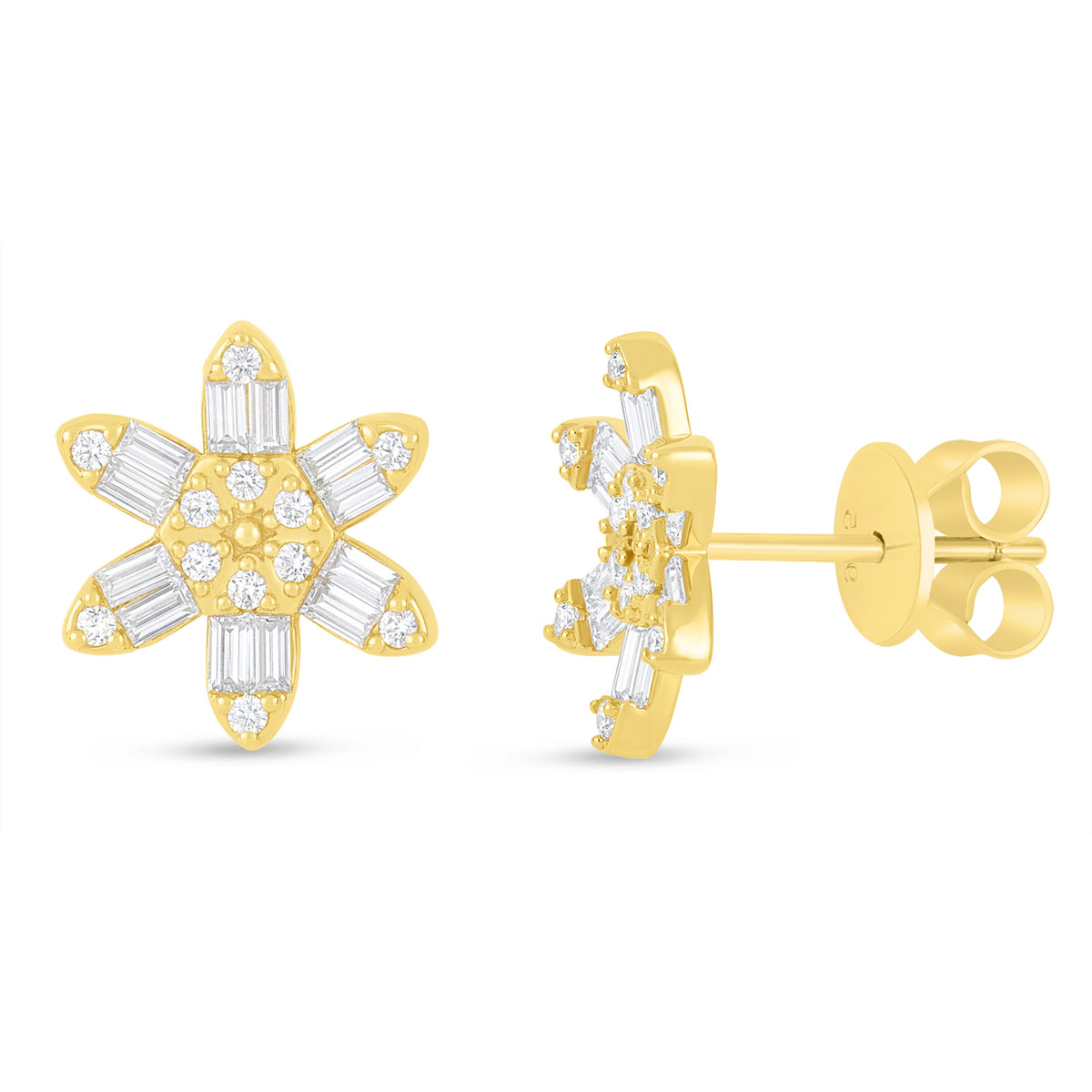 Sterling Silver 925 Earring Golden Plated Embedded With White Zircon