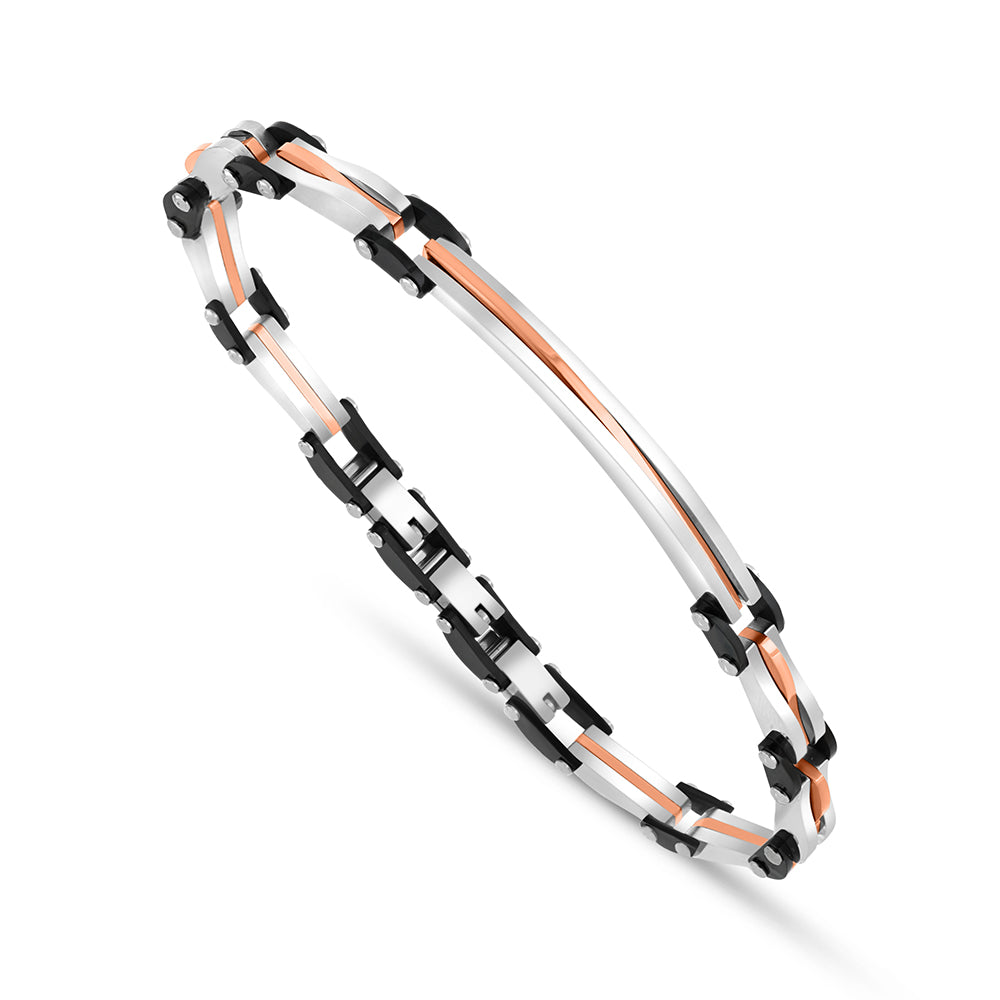 Stainless Steel 316L And 304 L Bracelet, Silver And Black And Rose Gold Color For Men
