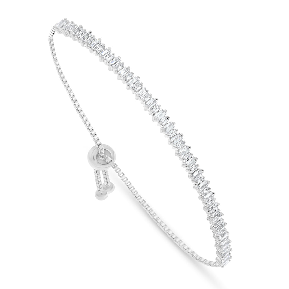 Sterling Silver 925 Bracelet Rhodium Plated Embedded With White Zircon