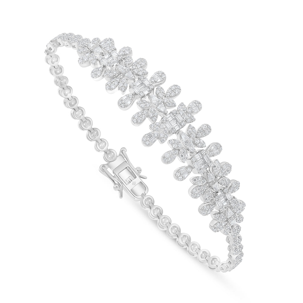 Sterling Silver 925 SET Rhodium Plated Embedded With White Zircon