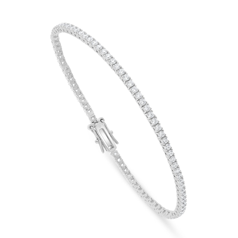 Sterling Silver 925 Bracelet Rhodium Plated Embedded With White Zircon