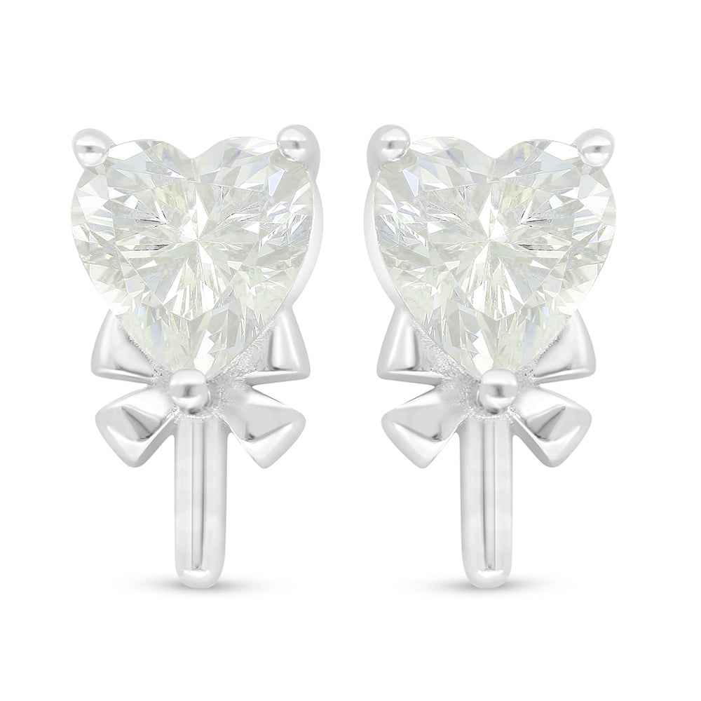 Sterling Silver 925 Earring Rhodium Plated Embedded With Yellow Diamond