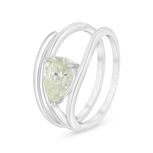 خاتم من الفضة الخالصة عيار 925 مطلي روديوم مرصع بالزركون الكناري الالماسي