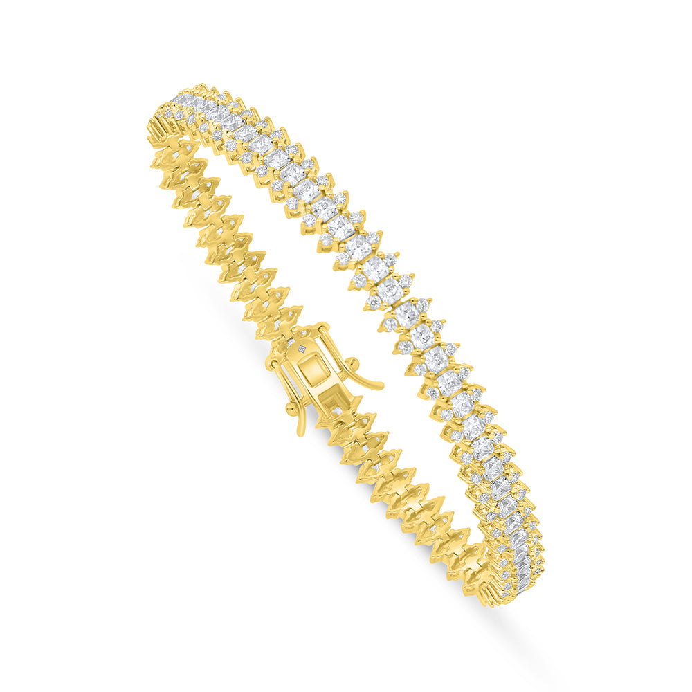 Sterling Silver 925 Bracelet Golden Plated Embedded With White Zircon