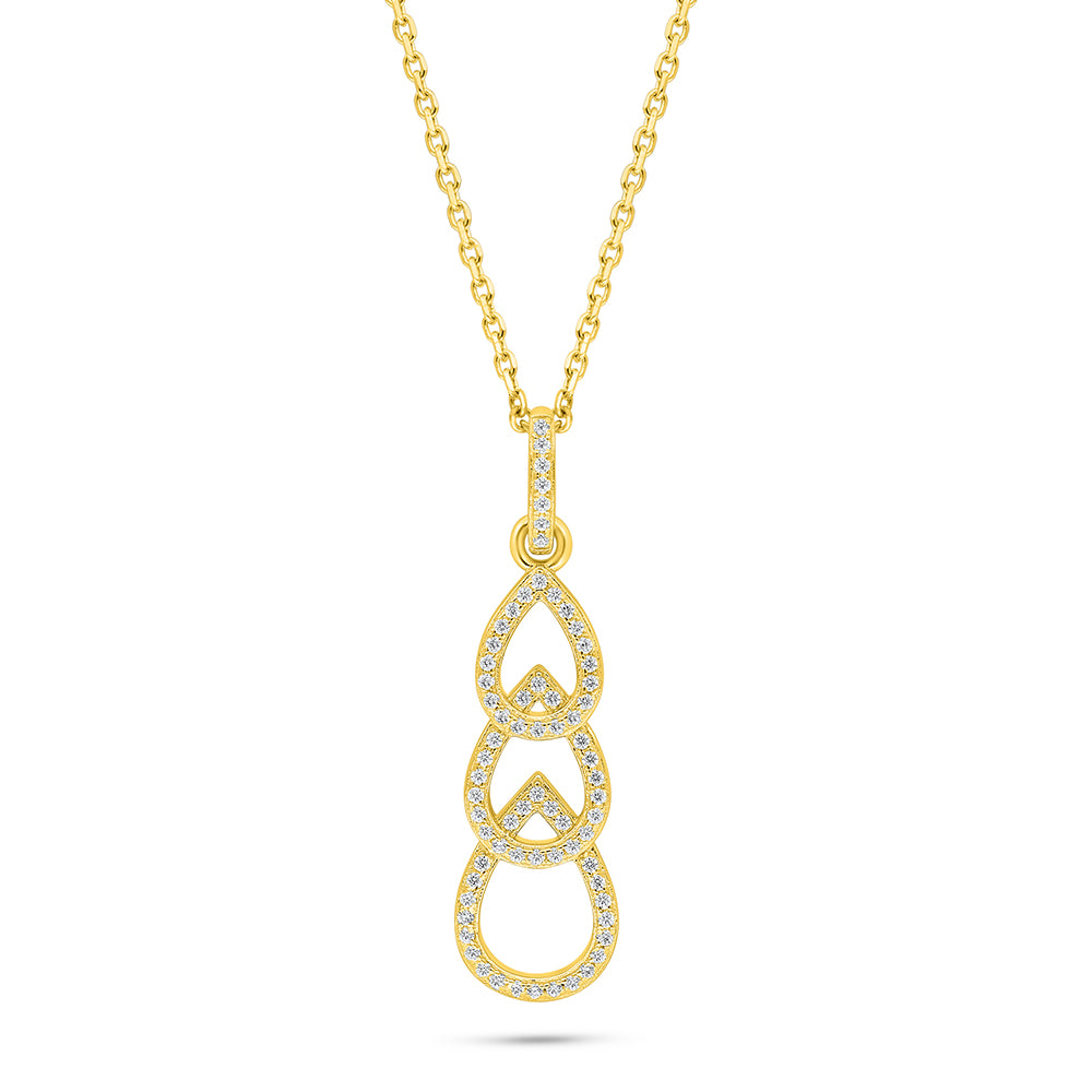 Sterling Silver 925 Necklace Golden Plated Embedded With White Zircon