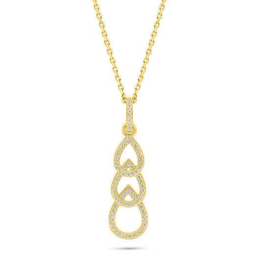Sterling Silver 925 Necklace Golden Plated Embedded With White Zircon