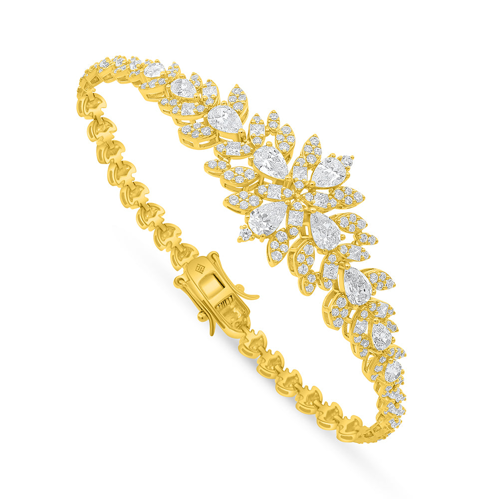 Sterling Silver 925 SET Golden Plated Embedded With White Zircon