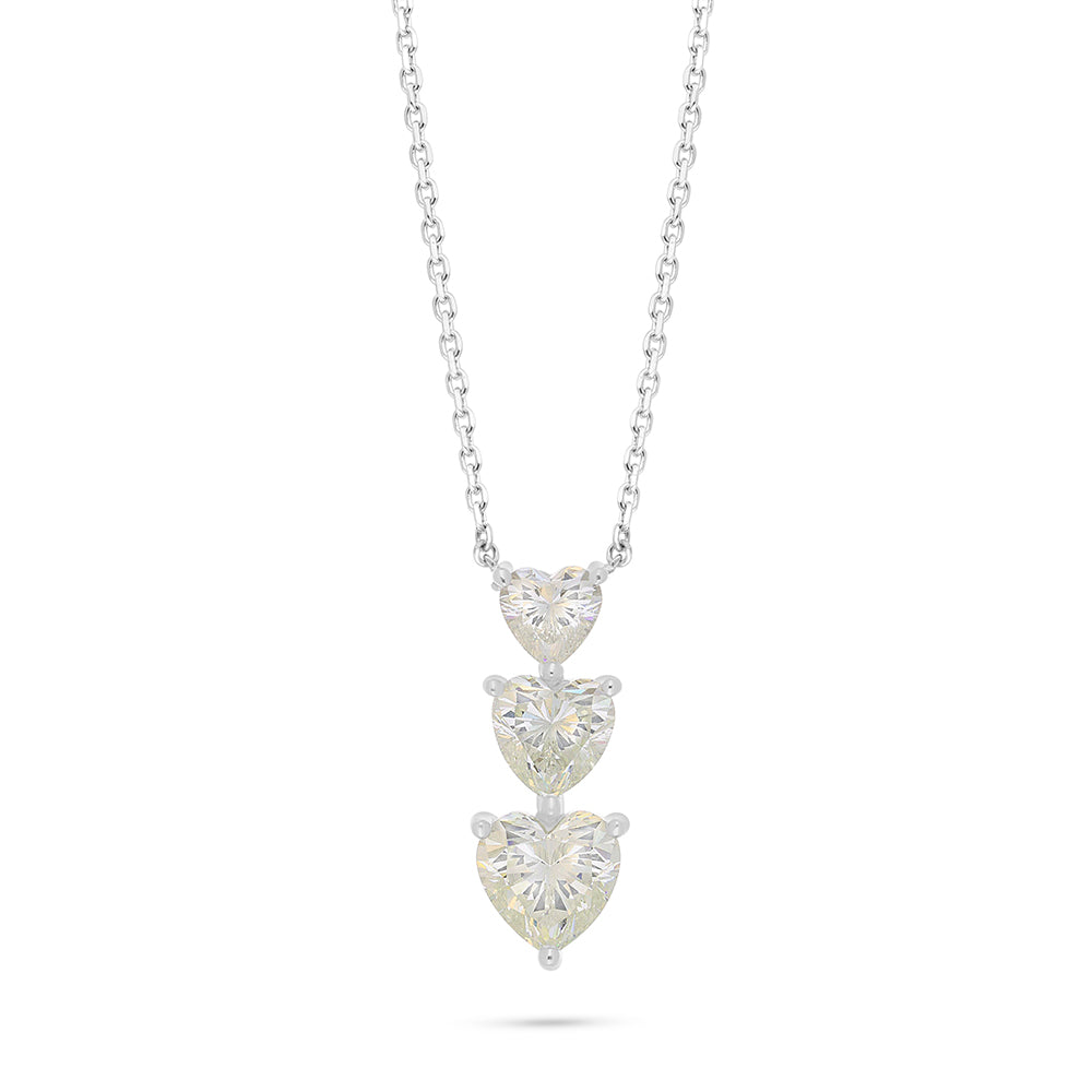 Sterling Silver 925 Necklace Rhodium Plated Embedded With Diamond Zircon And White Zircon