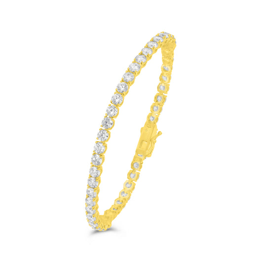 Sterling Silver 925 Bracelet Golden Plated Embedded With White Zircon