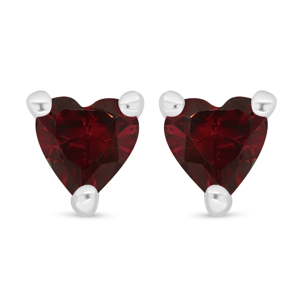 Sterling Silver 925 Earring Rhodium Plated Embedded With Ruby Corundum