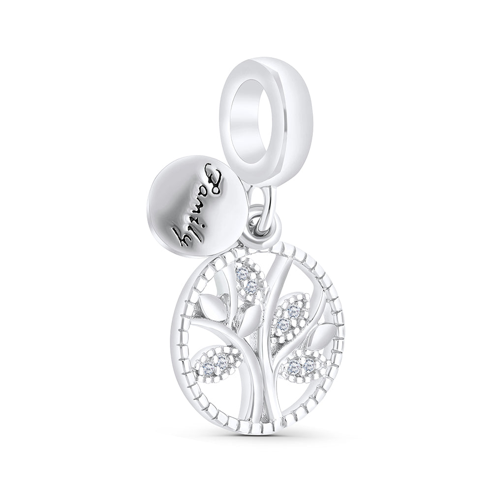 Sterling Silver 925 Pendant Rhodium Plated Embedded With White CZ