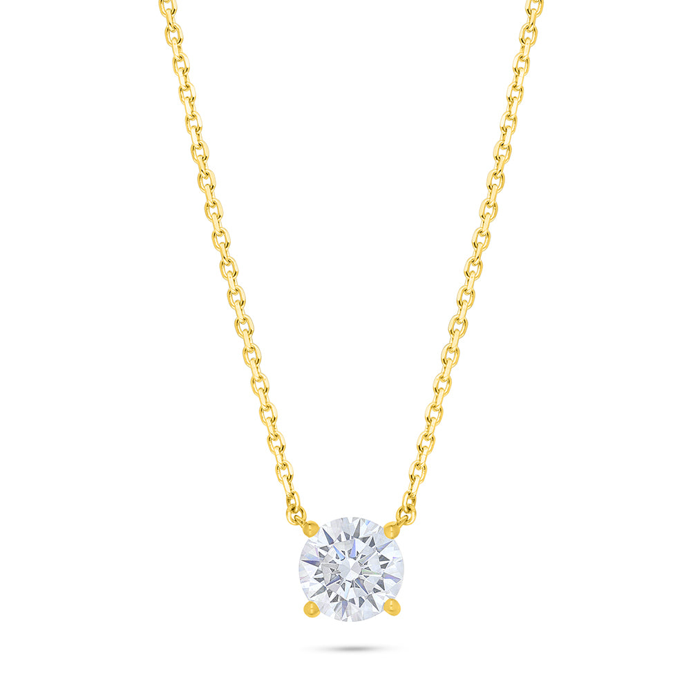 Sterling Silver 925 Necklace Golden Plated Embedded With White Zircon