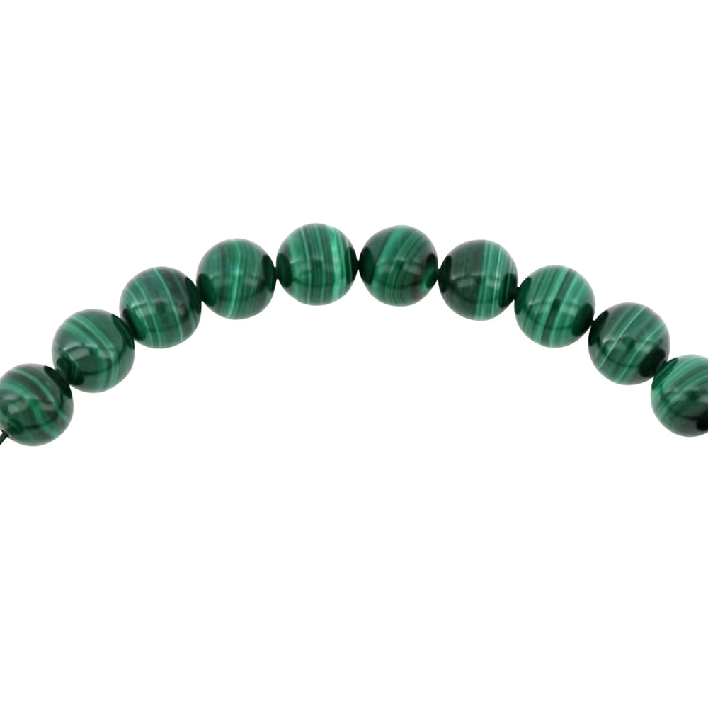 Rosary 33 Sterling Silver 925 Set Oxidized Embedded With Malachite Bead 10-11 mm LOGO