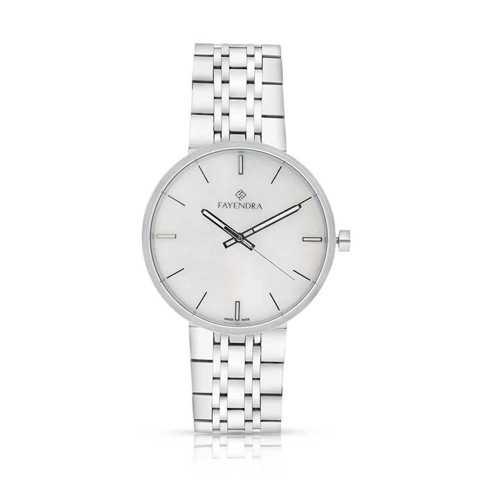Stainless Steel 316 Watch Silver Color For Men - WHITE MOP DIAL