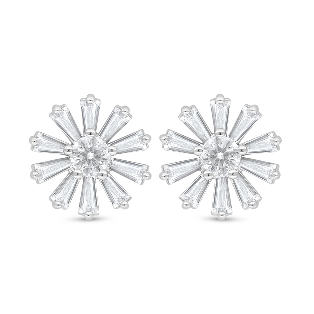 اقراط من الفضة الخالصة عيار 925 مطلية روديوم مرصعة فص ابيض