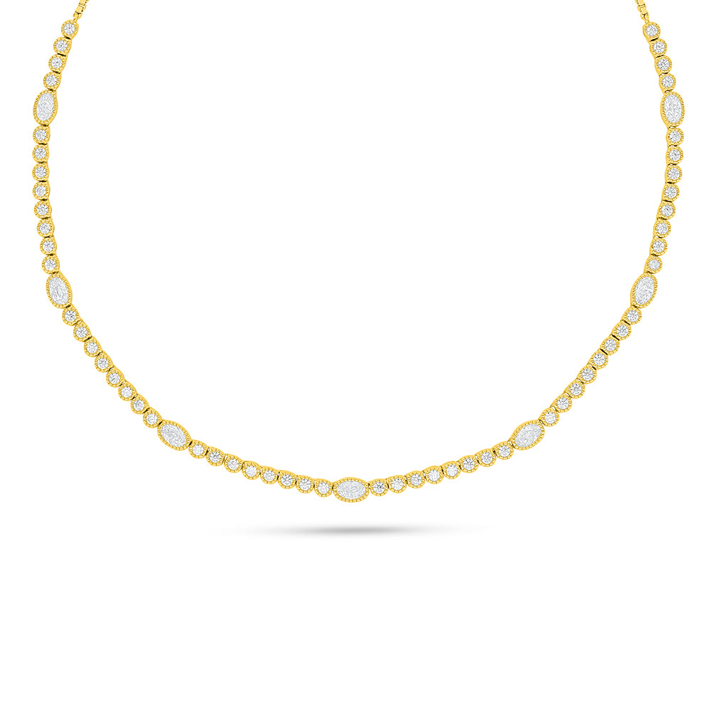 Sterling Silver 925 Necklace Golden Plated Embedded With White Zircon